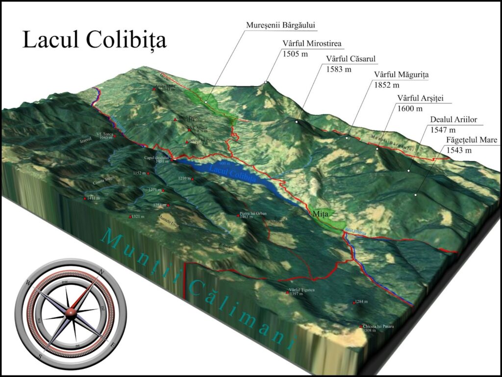 localizare lac colibita, barajul colibita